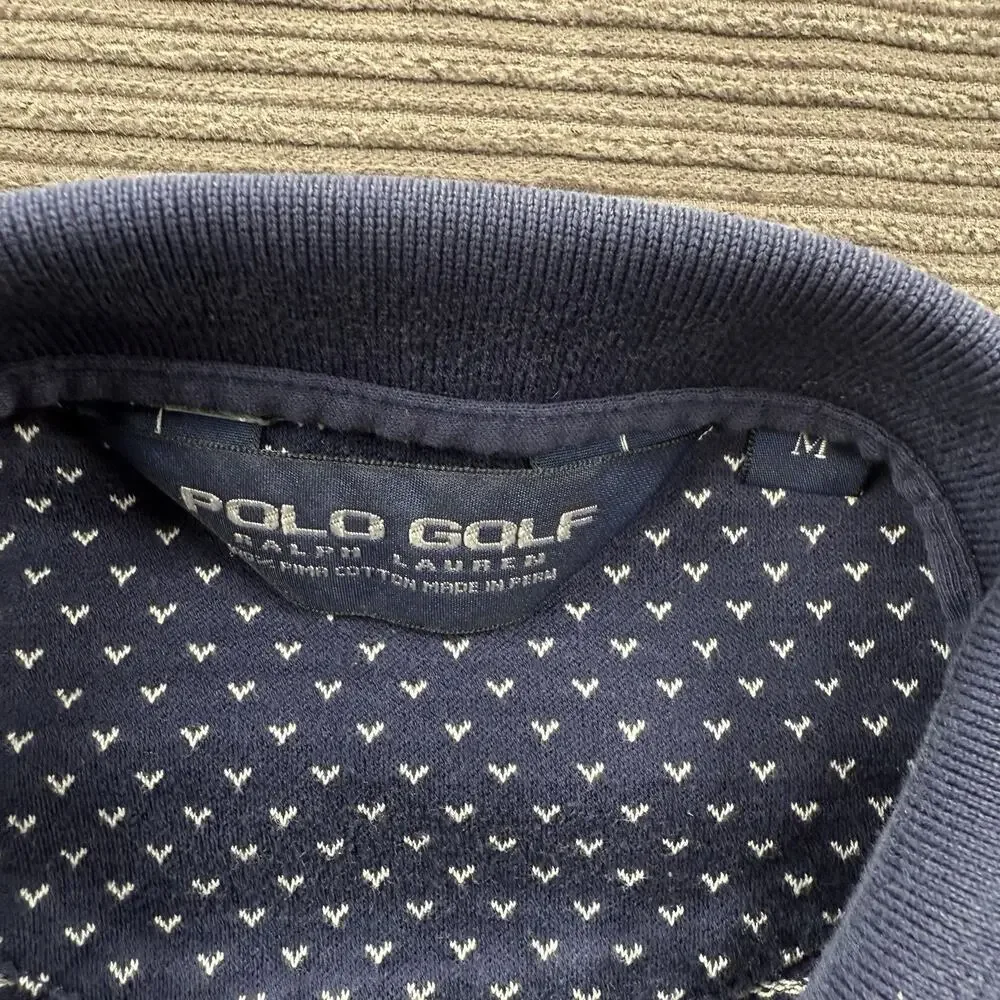 Polo Golf Ralph Lauren Polo Shirt‎ Men Medium Navy Polka Dot Heart Pattern.